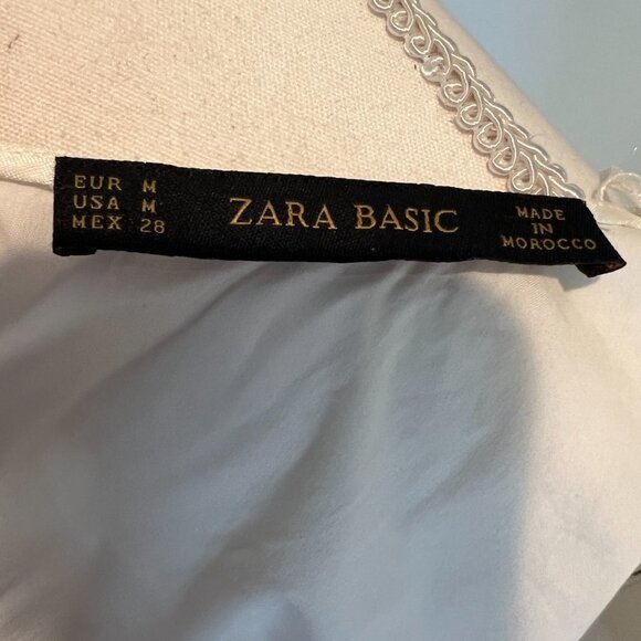 Zara Basic White Sleeveless Wrap top with beaded collar, Size Medium - Picture 12 of 13